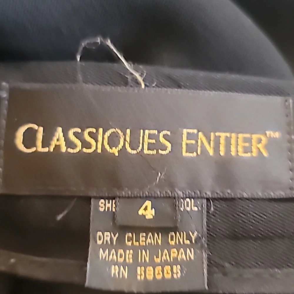 Classiques Entier 100% Wool Front Pleat Dress Black Pants SZ 4